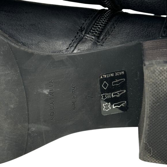 Aquatalia Waterproof Ankle Block Heel Boot Women's 7 Black Elastic Panel Zip Up - Picture 9 of 11